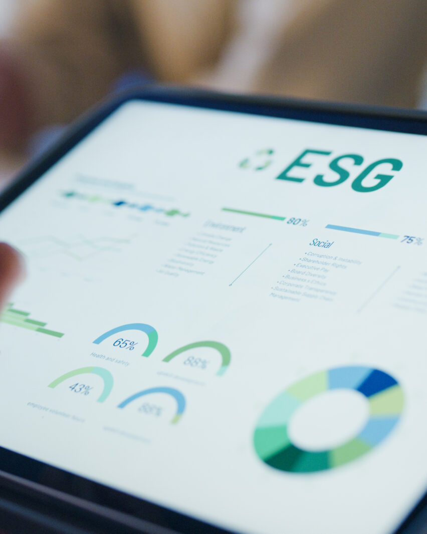 Closeup group Asia businesspeople talk ESG strategies risk management workshop night, SDGs, global warming, green finance and investment and net zero waste lifestyle in boardroom training building.